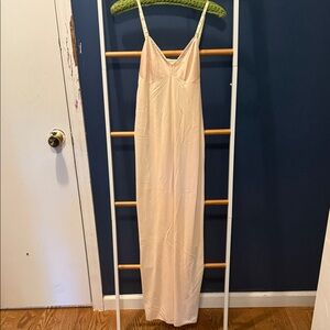 Vintage Vanity Fair Beige Nylon Slip with Lace